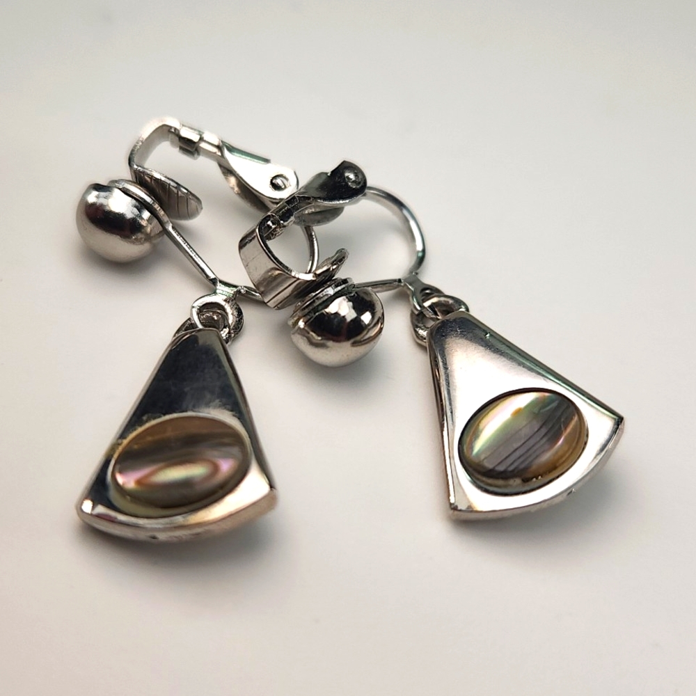 Park Lane Abalone Clip on earrings VTG 80s - Picture 11 of 11